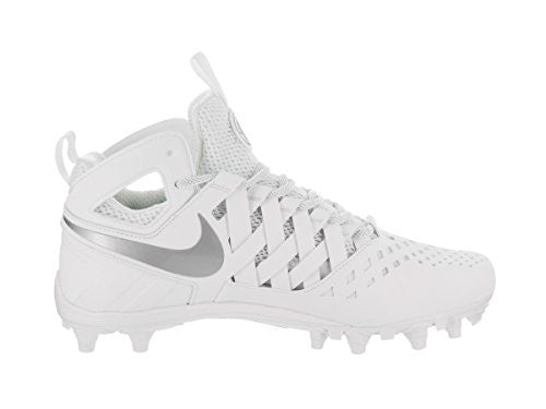 Nike Men's Huarache V Lax White/Metalic Silver Cleated Shoe 10.5 Men US