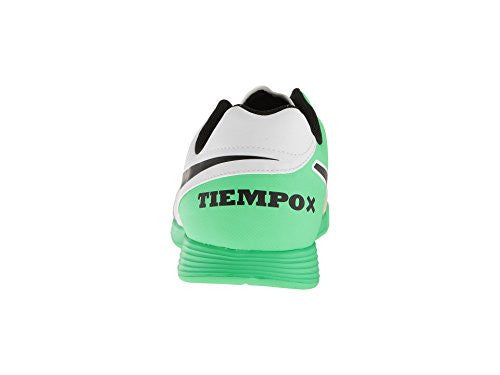 Nike Tiempo Genio II Mens Leather IC Indoor Soccer Shoes White Black Electro Green (10 M US)