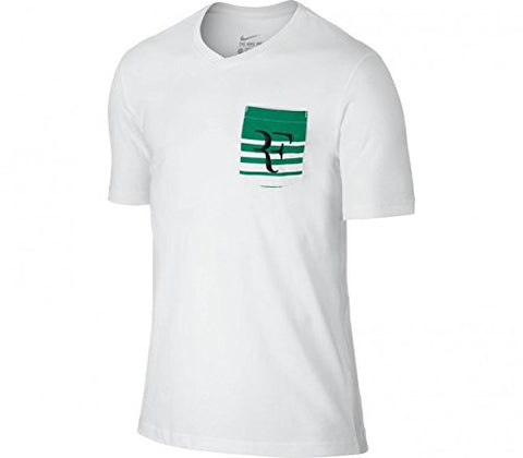 Nike Mens Roger Federer Pocket T-Shirt White/Green 624314-100 Size Medium