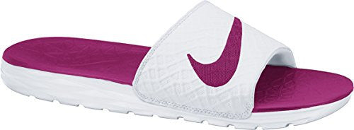 Nike Women's Benassi Solarsoft Slide Sandal, White/Fire Berry, 8 M US