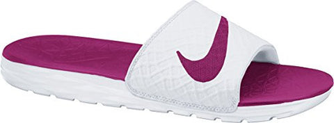 Nike Women's Benassi Solarsoft Slide Sandal, White/Fire Berry, 8 M US