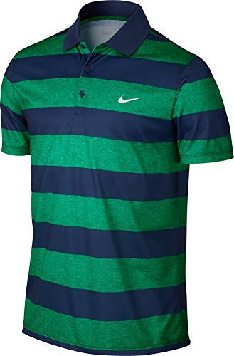 Nike Men's Golf Victory Bold Stripe Polo - Small - Lucid Green/Midnight Navy/White