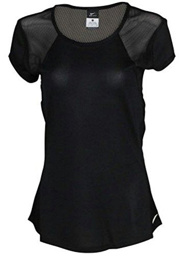 Nike Women's Dri-Fit Short Sleeve Crew Running Top-Black-Small