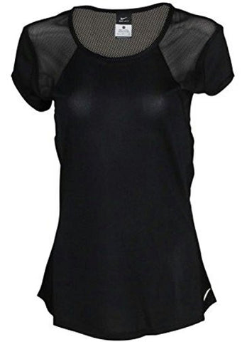Nike Women's Dri-Fit Short Sleeve Crew Running Top-Black-Small