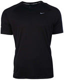 Nike Mens Dri-Fit Miler UV Short Sleeve Running Shirt-Black-Medium