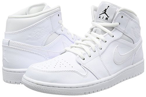 Nike Jordan Men's Air Jordan 1 Mid White/Black/White Basketball Shoe 10.5 Men US