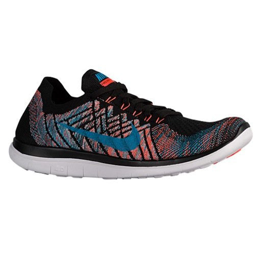 Nike Men's Free 4.0 Flyknit Running Shoe, BLACK/HYPER ORANGE-COPA-BLUE LAGOON, Size 10 D(M) US