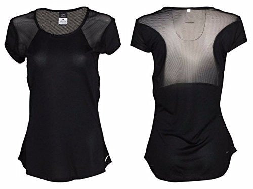 Nike Women's Dri-Fit Short Sleeve Crew Running Top-Black-Small