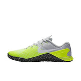 Nike Mens Metcon 3 Training Shoes Track Platinum/Black/Volt Green 852928-006 Size 9.5