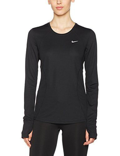 Nike Women's Racer Long-Sleeve Shirt, Black/Black/Reflective Silver, Small