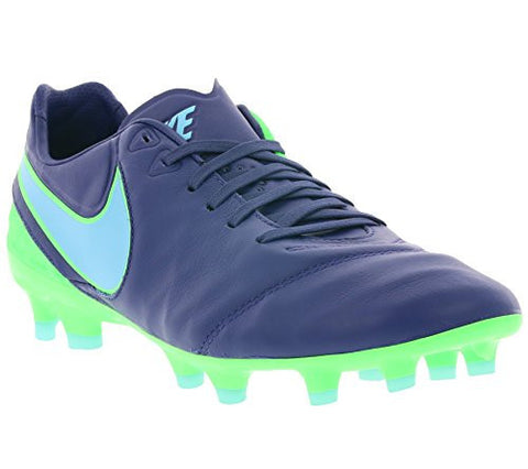 Nike Men's Tiempo Legacy II Leather FG Soccer Cleat (Sz. 7) Coastal Blue, Rage Green