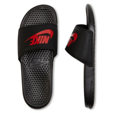 Nike Mens Benassi JDI Slide Sandal Black/Challenge Red 9