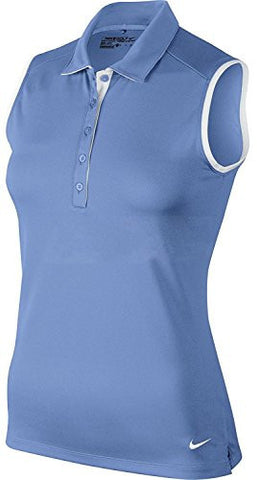Nike Women's Dri-FIT Victory Sleeveless Golf Polo (Large, University Blue (486) / White/University Blue)