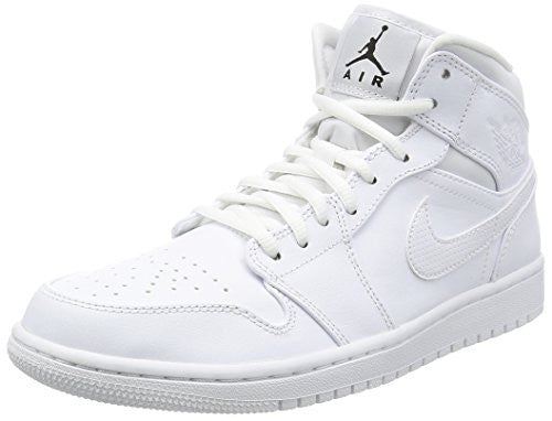 Nike Jordan Men's Air Jordan 1 Mid White/Black/White Basketball Shoe 10.5 Men US