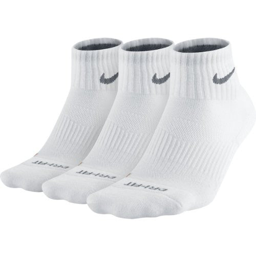 Nike Dri-Fit Half Cushion Quarter Socks (3 Pack) White SX4835-101 Size Large (8-12)