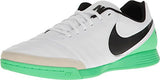 Nike Tiempo Genio II Mens Leather IC Indoor Soccer Shoes White Black Electro Green (10 M US)