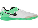 Nike Tiempo Genio II Mens Leather IC Indoor Soccer Shoes White Black Electro Green (10 M US)