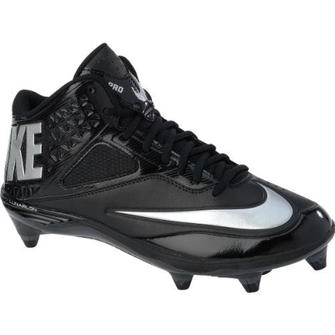 Nike Men's Lunar Code Pro 3/4 D Football Cleats-Black/Metallic Silver/Antrct-13