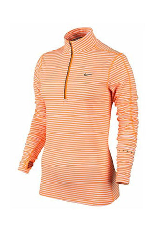 Nike Women's Element Half Zip Stripe Running Top Orange/White X-Small