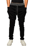 HEMOON Mens Jogging Pants Tracksuit Bottoms Training Running Trousers Black XL