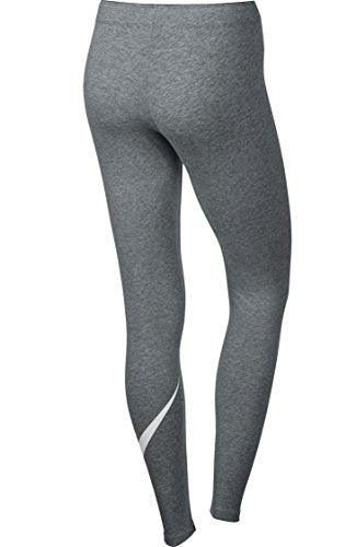 Nike Womens Club Legging Large Swoosh Dar Grey Heather/White 815997-063 Size Small