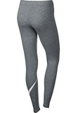 Nike Womens Club Legging Large Swoosh Dar Grey Heather/White 815997-063 Size Small
