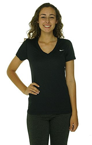 Womens Nike Regular Legend SS V-Neck T-Shirt Black/Cool Grey/White Size X-Large