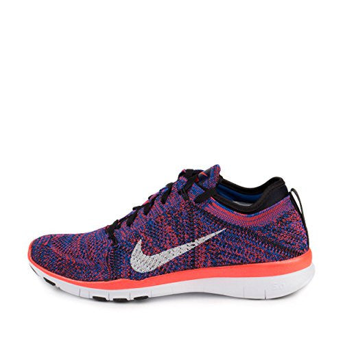 Nike Womens WMNS Free TR Flynkit Black/White/Racer Blue-Bright Crimson Fabric Size 6