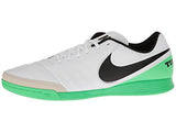 Nike Tiempo Genio II Mens Leather IC Indoor Soccer Shoes White Black Electro Green (10 M US)