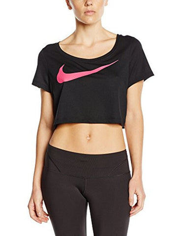 Nike Women's Dri-Fit Swoosh Training Crop Top-Black-Medium