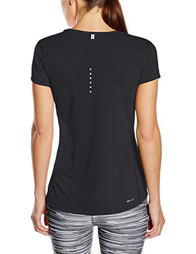 Nike Womens Dri-FIT? Contour Short Sleeve Black/Reflective Silver T-Shirt MD