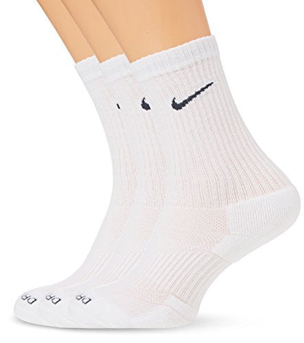 Nike Unisex 3 Pair Pack Dri-Fit Cushion Crew White/Flint Grey LG (Men's Shoe 8-12, Women's Shoe 10-13)