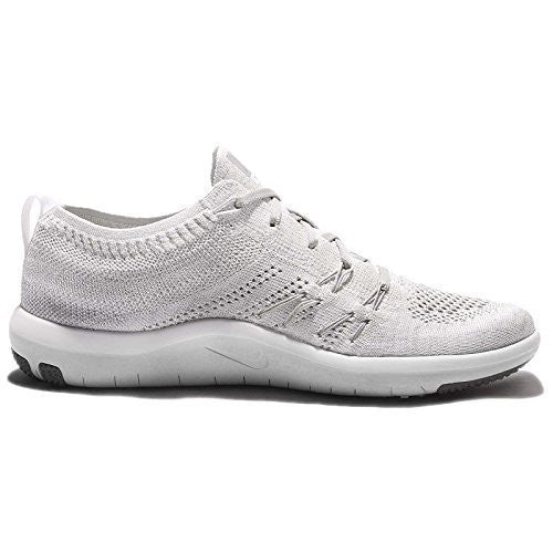 NIKE WOMEN'S FREE TR FOCUS FLYKNIT RUNNING SHOES (9 B(M) US, WHITE/CLEAR GREY/WOLF GREY/METALLIC SILVER)