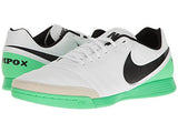 Nike Tiempo Genio II Mens Leather IC Indoor Soccer Shoes White Black Electro Green (10 M US)