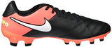 Nike Men's Tiempo Genio II Leather Fg Black/White Hyper Orange Volt Soccer Cleat 11 Men US