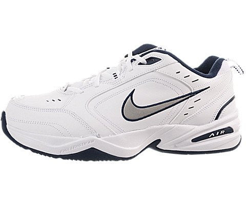 Nike Men's NIKE AIR MONARCH IV (4E) RUNNING SHOES -10.5;   White / Metallic Silver-Midnight Navy