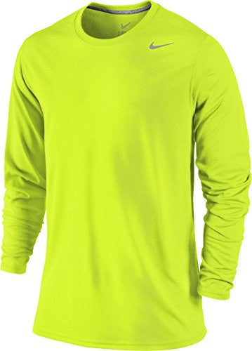 Nike Mens Legend Poly Long Sleeve Dri-Fit Training Shirt Volt/Carbon Heather 377780-731 Size Large