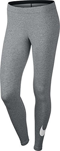 Nike Womens Club Legging Large Swoosh Dar Grey Heather/White 815997-063 Size Small