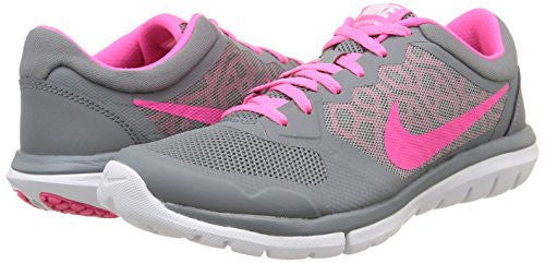 WOMENS NIKE FLEX RUN 2015 RUNNING SHOE COOL GREY/WHITE/PINK POW SIZE 9.5 M US