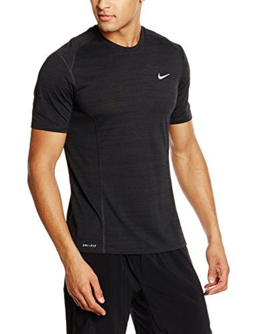 Nike Mens Dri-Fit Cool Milers Short Sleeve Running T-Shirt Black/Pine 718348-010 Size Large