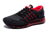 Onemix Men's Air Running Shoes, Light Gym Outdoor Walking Sneakers Black Red Size 8.5 D(M) US