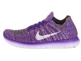 Nike Women's Free Rn Flyknit Grnd Purple/Wht/Brt Mng/Plm Fg Running Shoe 9 Women US