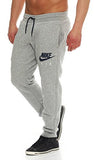 Nike Air Mens Fleece Jog Pants Slim Fit Sweatpants Fleece Black/Grey 727369 (L, Grey)