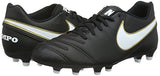 Nike TIEMPO RIO III FG Mens Black White Gold Athletic Outdoor Soccer Cleats (Medium,11,Black/White/Gold)