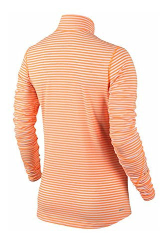 Nike Women's Element Half Zip Stripe Running Top Orange/White X-Small