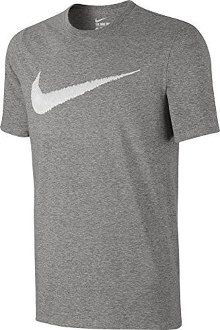 Nike Men's Sportswear Hangtag Swoosh Tee, Dark Grey Heather/White, Large