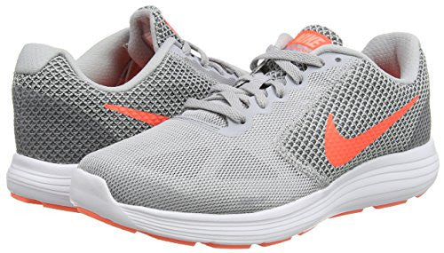 Nike Women's Revolution 3 Running Shoes (7.5, Wlf Gry/Hypr Orng/Cl Gry/Atmc)