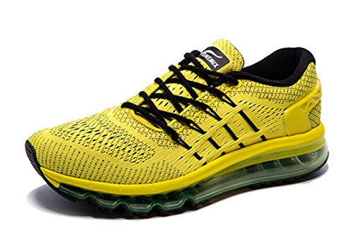 Onemix Men's Air Running Shoes, Light Gym Outdoor Walking Sneakers Yellow Black Size 8.5 D(M) US