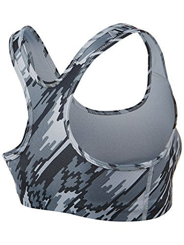 Nike Women's Pro Classic Swoosh Overdrive Printed Sports Bra (Small, Black/Cool Grey)