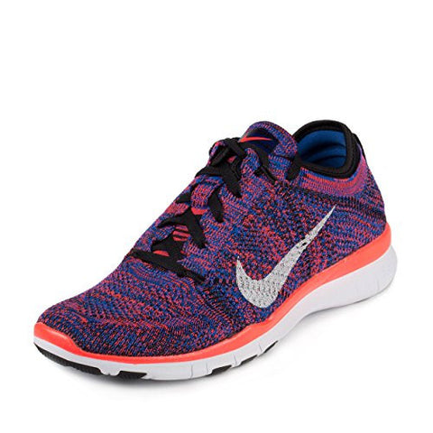 Nike Womens WMNS Free TR Flynkit Black/White/Racer Blue-Bright Crimson Fabric Size 6